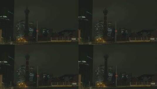 素材深夜上海夜景氛围陆家嘴外滩高清在线视频素材下载