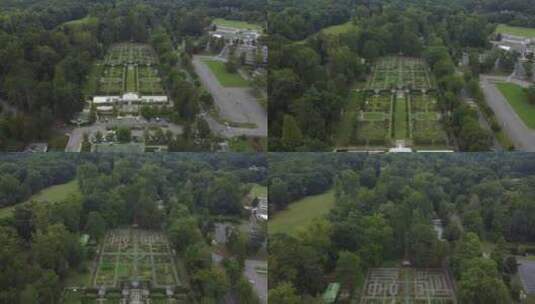 对称的雷诺达花园在夏天飞过高清在线视频素材下载