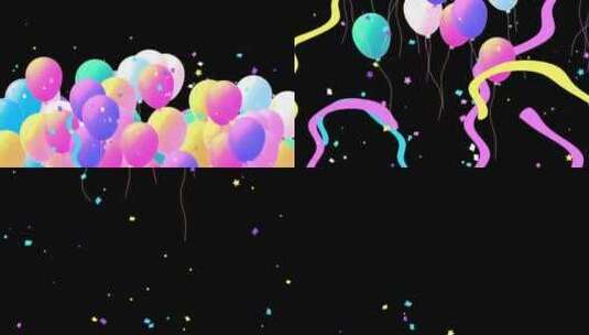 气球和派对彩带叠加高清在线视频素材下载