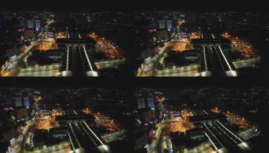 河北保定城市夜景灯光航拍高清在线视频素材下载
