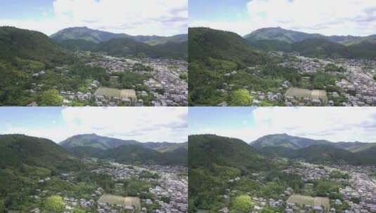 日本竹林岚山旁京都村的无人机镜头。高清在线视频素材下载