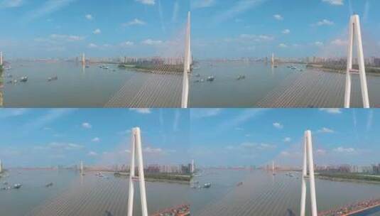 武汉江滩和长江大桥风光高清在线视频素材下载