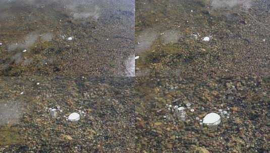 冰冻的甲烷气泡被困在湖中厚厚的浮冰下高清在线视频素材下载