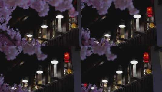 杭州历史文化街区小河直街古建筑窗户夜景高清在线视频素材下载