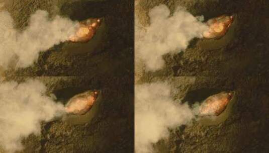 航拍火山岩浆沸腾高清在线视频素材下载