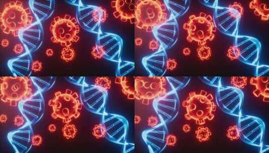 DNA 与病毒感染医疗生物概念动画高清在线视频素材下载