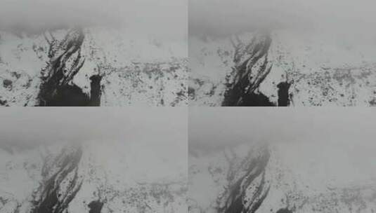 四川甘孜航拍云雾缭绕的贡嘎山海螺沟冰川高清在线视频素材下载
