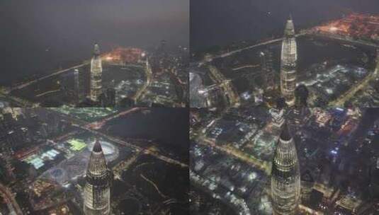 深圳南山区华润大厦夜景俯拍高清在线视频素材下载