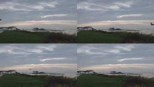 直升机飞过湖面高清在线视频素材下载