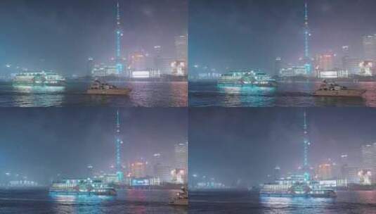 上海黄浦江邮轮游轮游船行驶高清在线视频素材下载