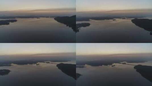 航拍武汉东湖傍晚大远景高清在线视频素材下载