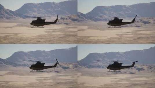 直升机在山脉上空飞行高清在线视频素材下载