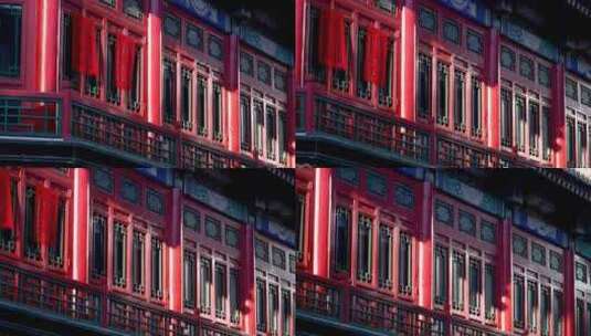 古代建筑红漆柱子高清在线视频素材下载