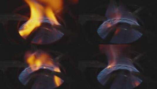 煤气灶燃气灶点火火焰高清在线视频素材下载