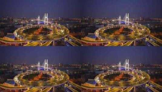 高架桥夜景航拍高清在线视频素材下载