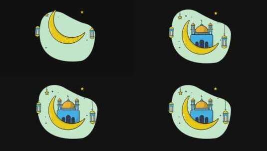 4K斋月穆巴拉克伊斯兰问候动画-透明视频高清在线视频素材下载