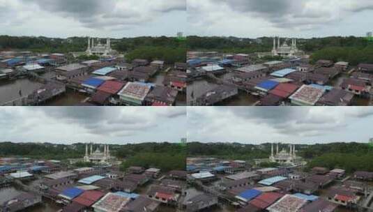 无人机拍摄的文莱斯里巴加湾市Kampon高清在线视频素材下载