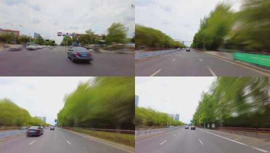 汽车在城市马路飙车狂奔开车第一视角高清在线视频素材下载
