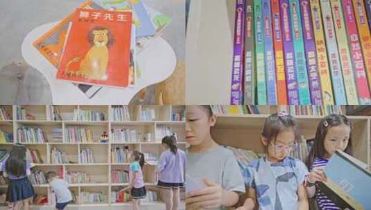 儿童绘本馆图书馆幼儿教育4k拍摄高清在线视频素材下载