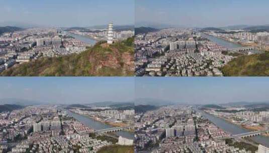 衢州市航拍建筑风光高清在线视频素材下载