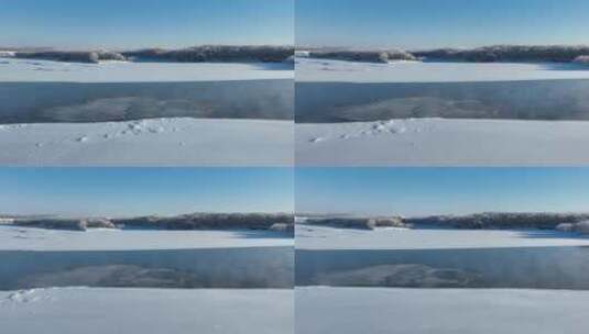 冰河雾气流凌雪景高清在线视频素材下载
