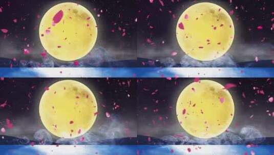 唯美月亮花瓣中秋节背景高清在线视频素材下载