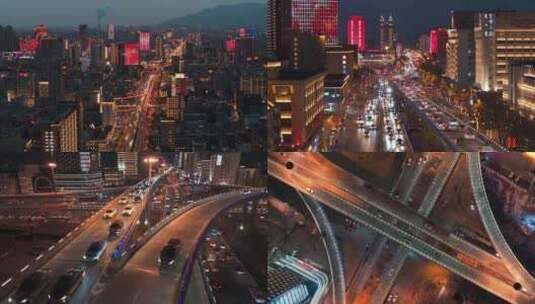 呼和浩特市夜景航拍 4k30p高清在线视频素材下载
