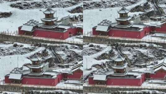 阿坝州松潘古城雪景素材高清在线视频素材下载