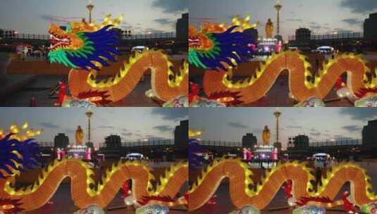 2024湖南省株洲市龙年首届神农庙会4k航拍高清在线视频素材下载