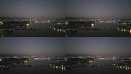 航拍广东肇庆星湖风景区夜景高清在线视频素材下载