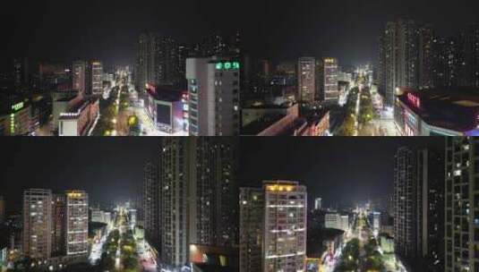 航拍广西钦州城市夜景灯光高清在线视频素材下载