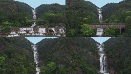 航拍浙江台州市天台山风景区大瀑布琼台景区高清在线视频素材下载