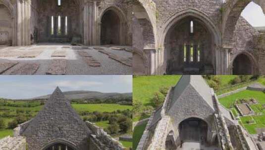 Corcomroe Abbey，中世纪，高清在线视频素材下载