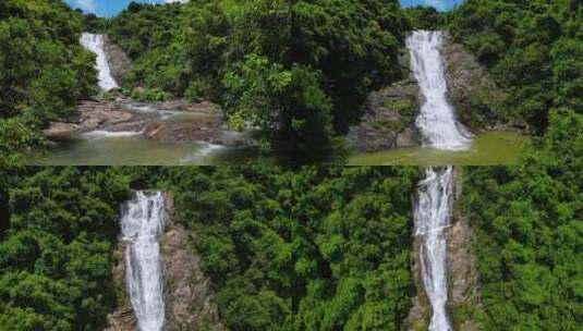 航拍深圳马峦山碧岭瀑布群风光高清在线视频素材下载