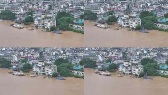 洪水袭击城市村庄灾害高清在线视频素材下载