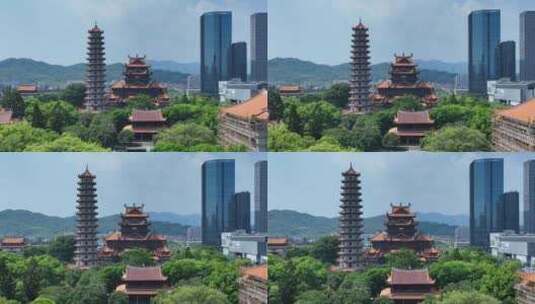 福州西禅古寺航拍城市寺庙古建筑景观风景高清在线视频素材下载