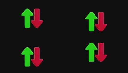 3d绿色红色向上和红色向下箭头图标循环高清在线视频素材下载