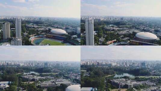 鸟瞰邻近Ibirapuera公园，圣保罗高清在线视频素材下载