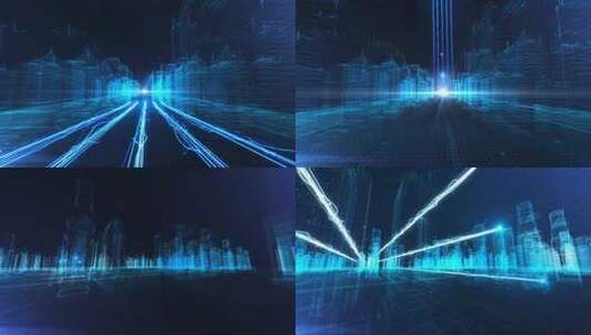 震撼科技E3D粒子穿梭城市开篇AE模板高清AE视频素材下载