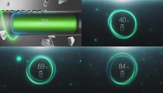 3d动画科技电池手机能量充电特效AE工程高清AE视频素材下载