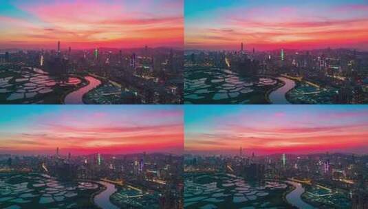 深圳城市航拍日落大气宣传片头高清在线视频素材下载