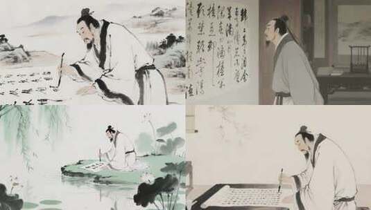 古代书法大家王羲之高清在线视频素材下载