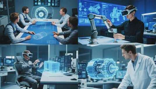 未来科技虚拟现实车间交互演示高清在线视频素材下载