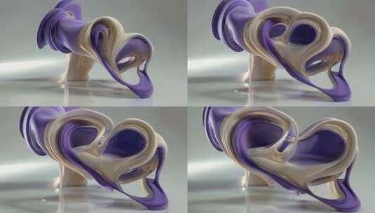 3D渲染抽象流体造型高清在线视频素材下载