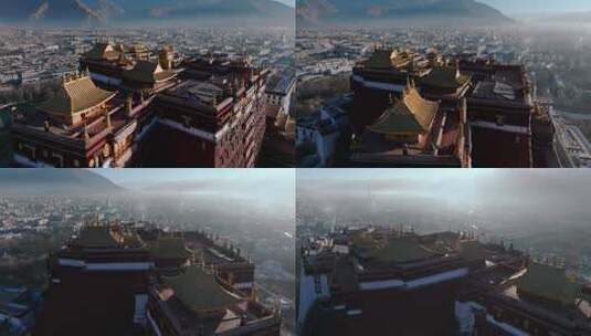西藏拉萨市布达拉宫5A级景区世界级宫殿航拍高清在线视频素材下载