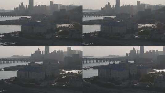 滨海欧式建筑 城市天际线航拍高清在线视频素材下载