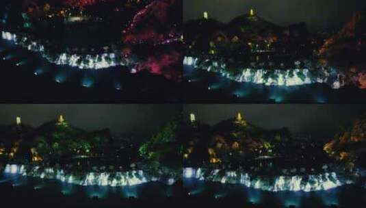 广西柳州柳江瀑布夜景航拍高清在线视频素材下载