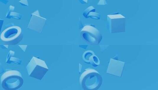 抽象3d蓝色几何形状旋转动画循环现代简约高清在线视频素材下载