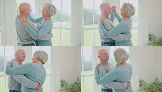 爱，老年夫妇在家跳舞，退休时关心和团结在高清在线视频素材下载