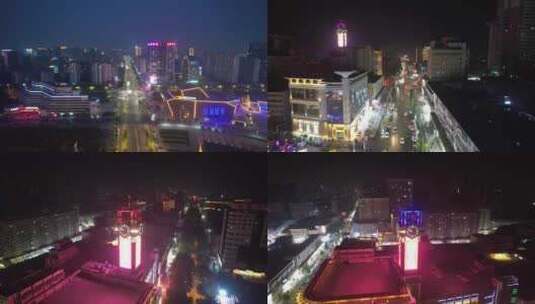 河南新乡市夜景航拍高清在线视频素材下载